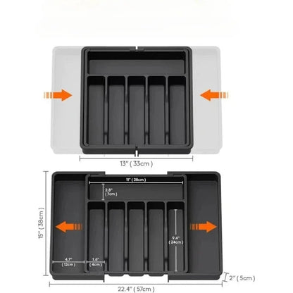Adjustable Kitchen Drawer Organizer Tray - Expandable Cutlery Storage