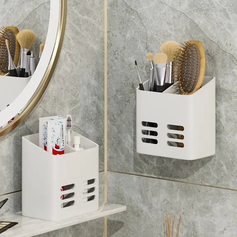 No Drill Wall Mount Bathroom Organizer Shelf Makeup Storage Rack