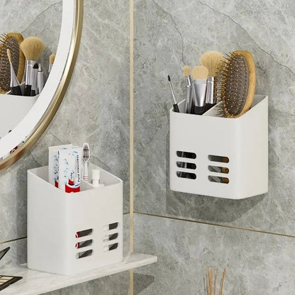 No Drill Wall Mount Bathroom Organizer Shelf Makeup Storage Rack