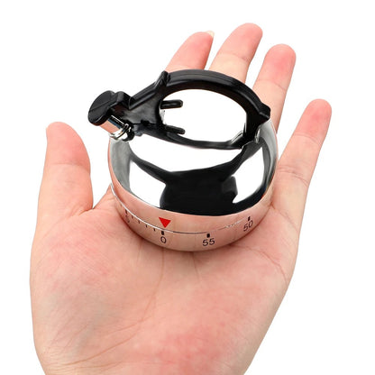 60-Minute Mechanical Kitchen Timer - Kettle Shape Countdown Alarm