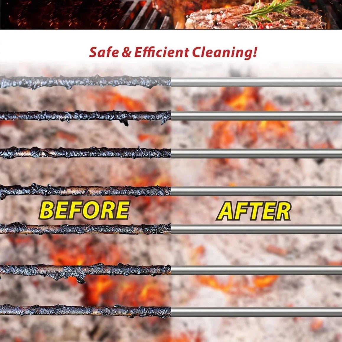 Stainless Steel BBQ Grill Cleaning Brush with Scraper Tool
