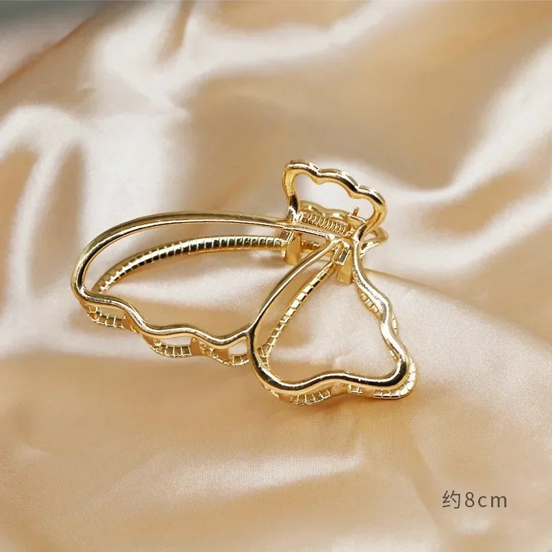 Gold Butterfly Hair Claw Clip - Geometric Design Hair Accessory