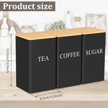 3Pcs Vacuum Sealed Stainless Steel Coffee Bean Tea Sugar Jars Set