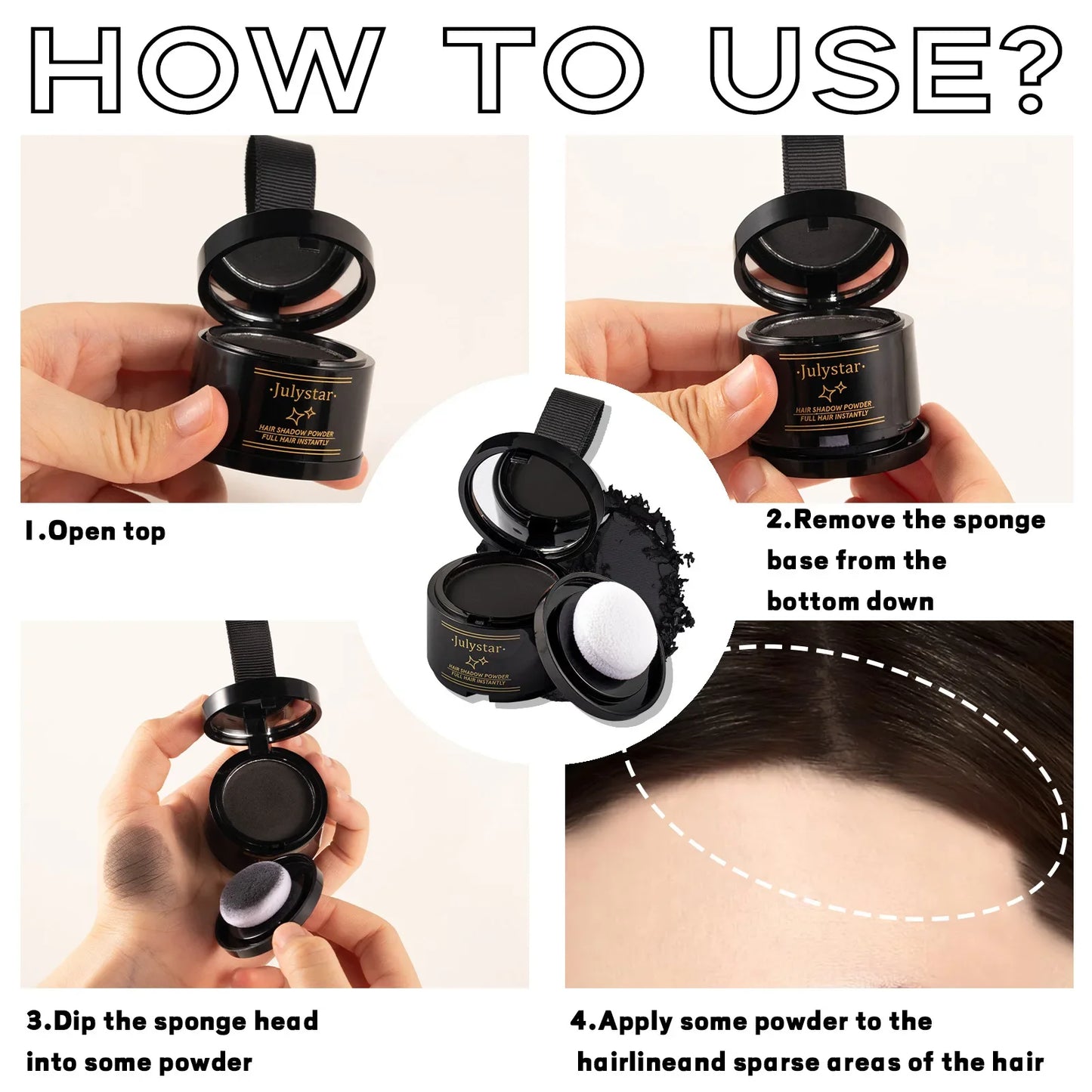 4 Color Waterproof Hair Root Touch Up Powder - Instant Hairline Concealer