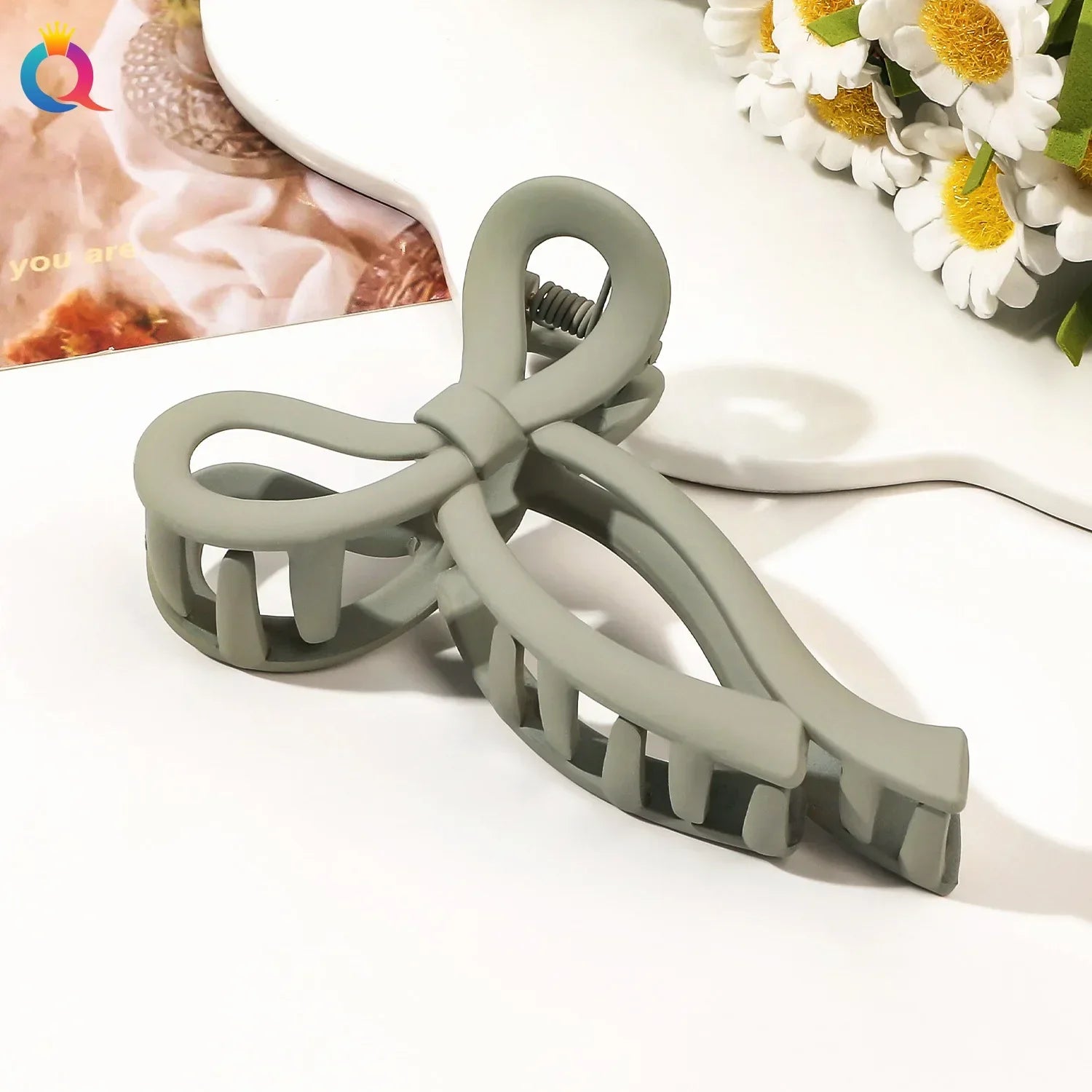 Matte Acrylic Bow Hair Claw Clip - Large Ponytail Crab Hair Clip