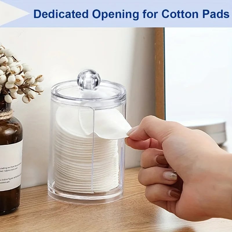 Clear Acrylic Round Makeup Organizer Cotton Pad Swab Holder 1-2Pcs