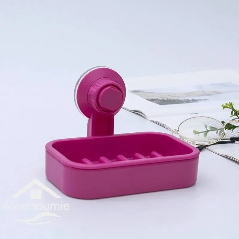 Suction Cup Soap Holder Box - Waterproof Bathroom Storage Tray
