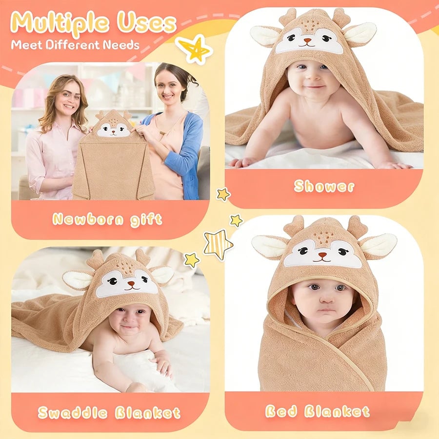 Baby Animal-Shaped Hooded Bathrobe - Quick-Dry Soft Bath Towel Wrap