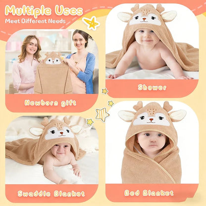 Baby Animal-Shaped Hooded Bathrobe - Quick-Dry Soft Bath Towel Wrap