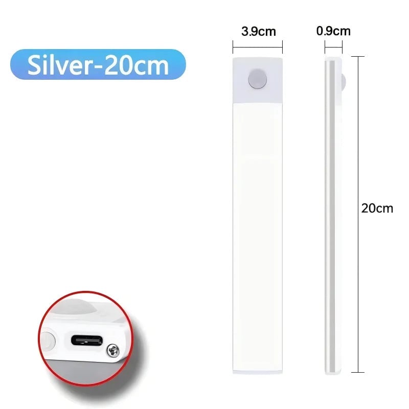 USB Rechargeable LED Cabinet Light Wireless Motion Sensor Magnetic