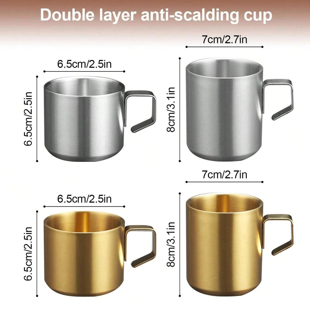 Stainless Steel Double Wall Insulated Coffee Mug with Handle 12oz