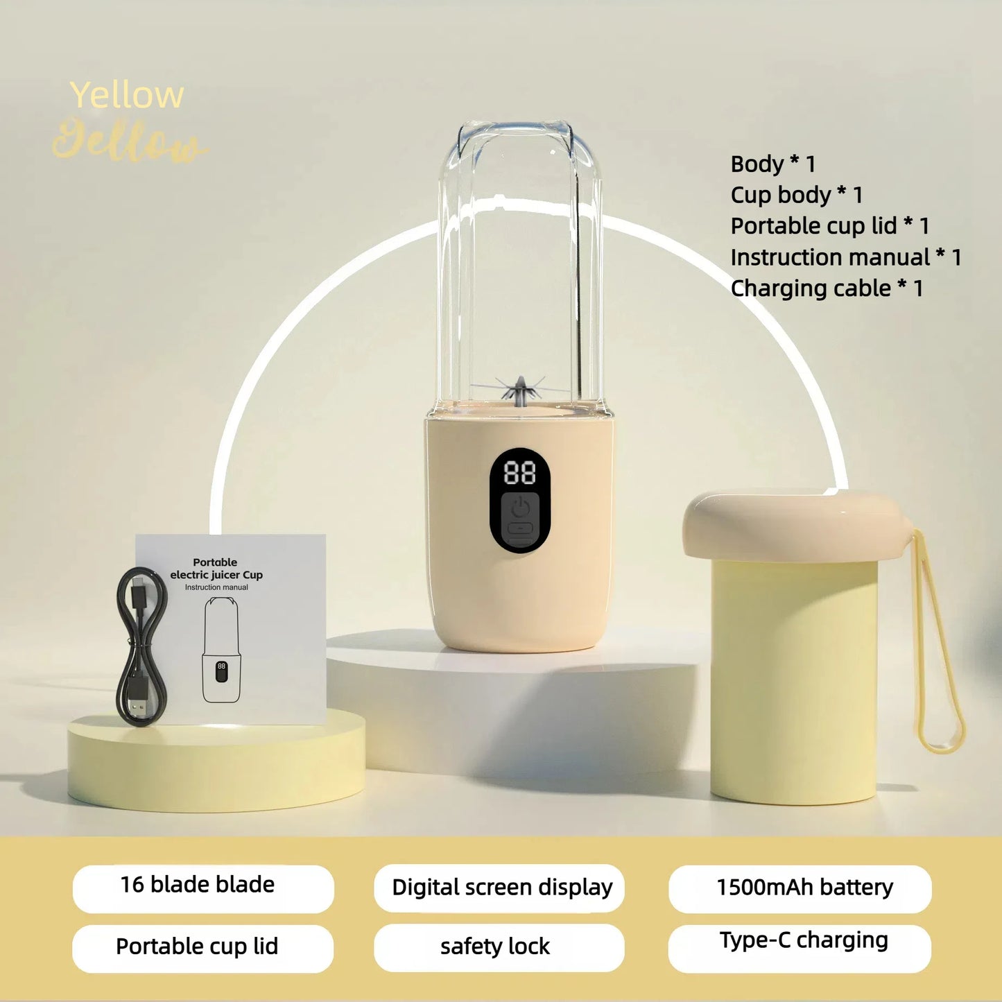 6-Blade Electric Portable Blender Bottle - Juice Smoothie Maker