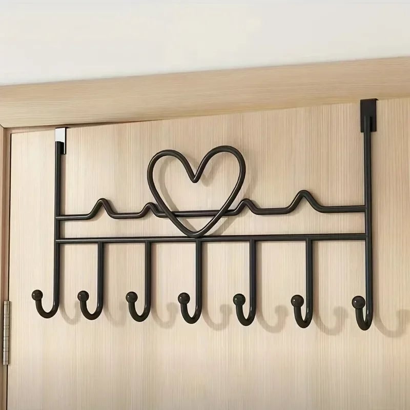 7Hook Heart-Shaped Punch-Free Door Organizer Rack Storage Hanger