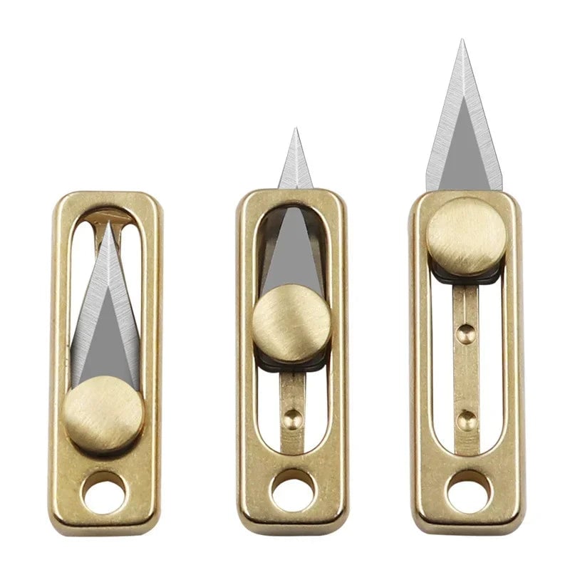 Mini Brass Steel Utility Knife Keychain - Portable Survival Tool