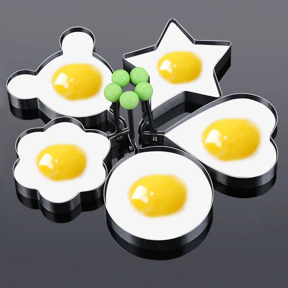 5Pcs Stainless Steel Egg Rings with Handles - Non-stick Pancake Mold