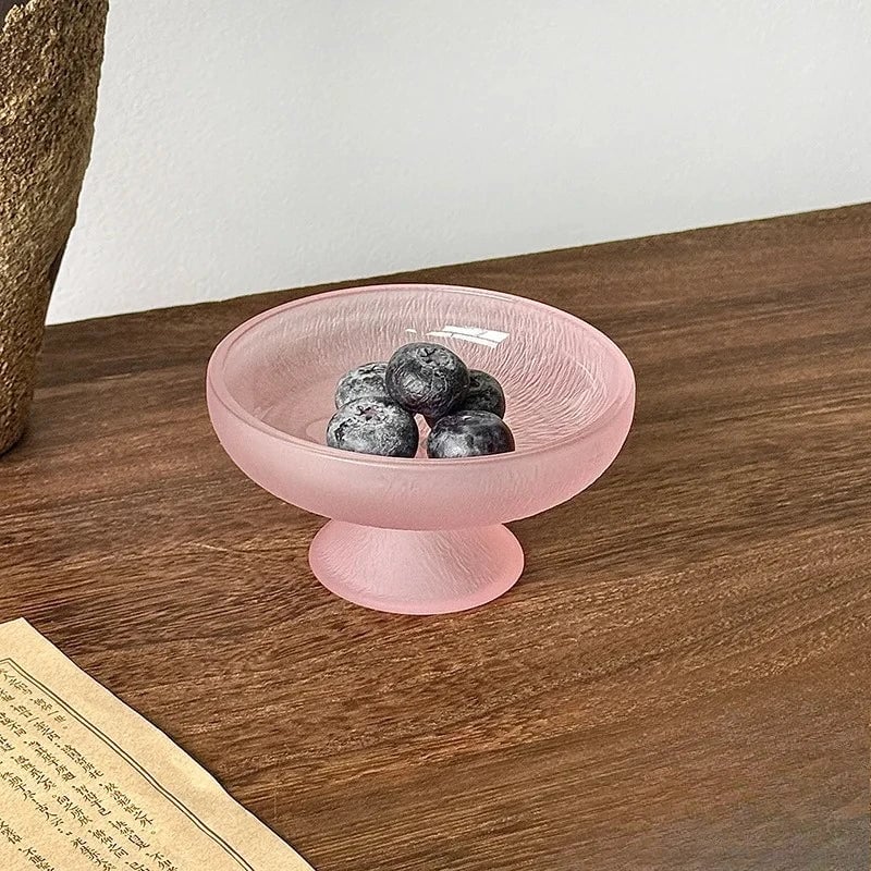 Glacier Glass High-Foot Fruit Plate - Small Exquisite Candy Snack Dish