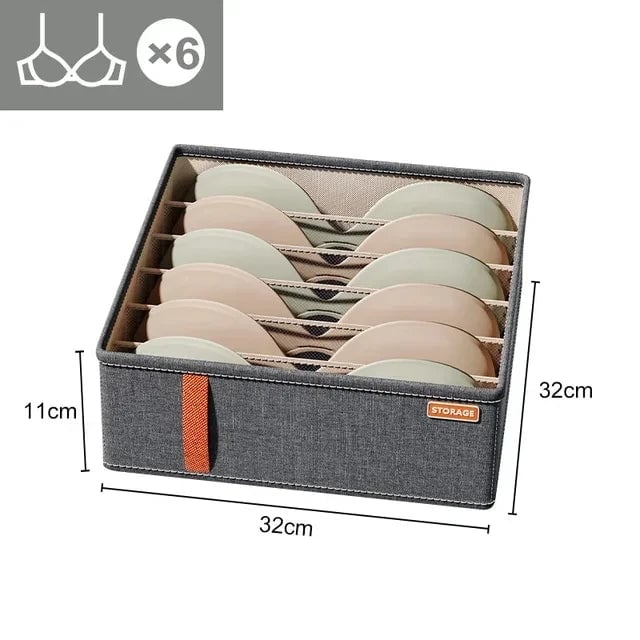 Multi-Compartment Underwear Bra Sock Drawer Organizer Storage Box