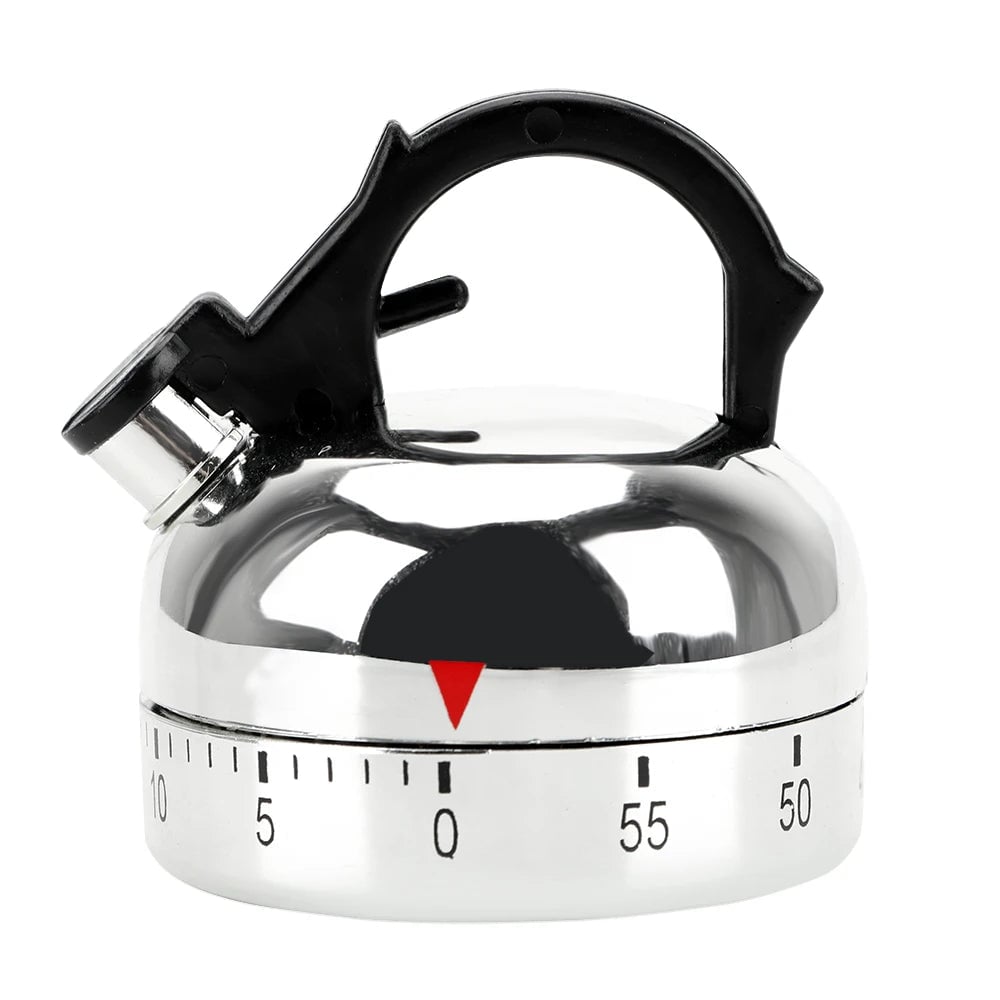 60-Minute Mechanical Kitchen Timer - Kettle Shape Countdown Alarm