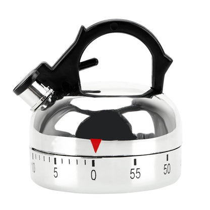 60-Minute Mechanical Kitchen Timer - Kettle Shape Countdown Alarm