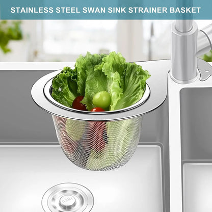 Stainless Steel Swan Sink Strainer Basket Drain Colander