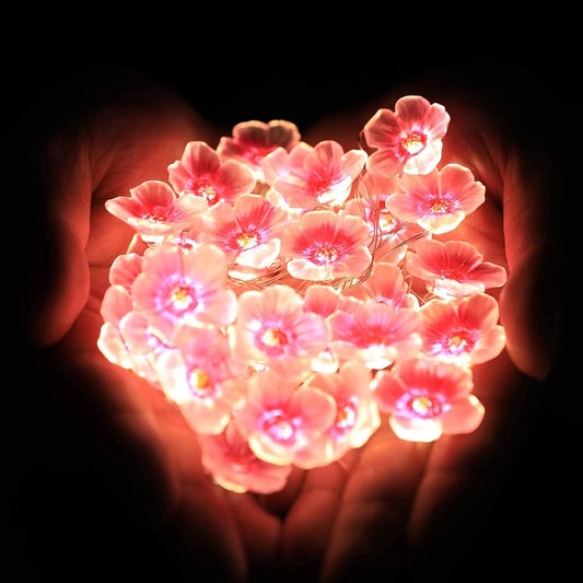 3M 30 LED Cherry Blossom String Lights Pink Battery Powered Fairy