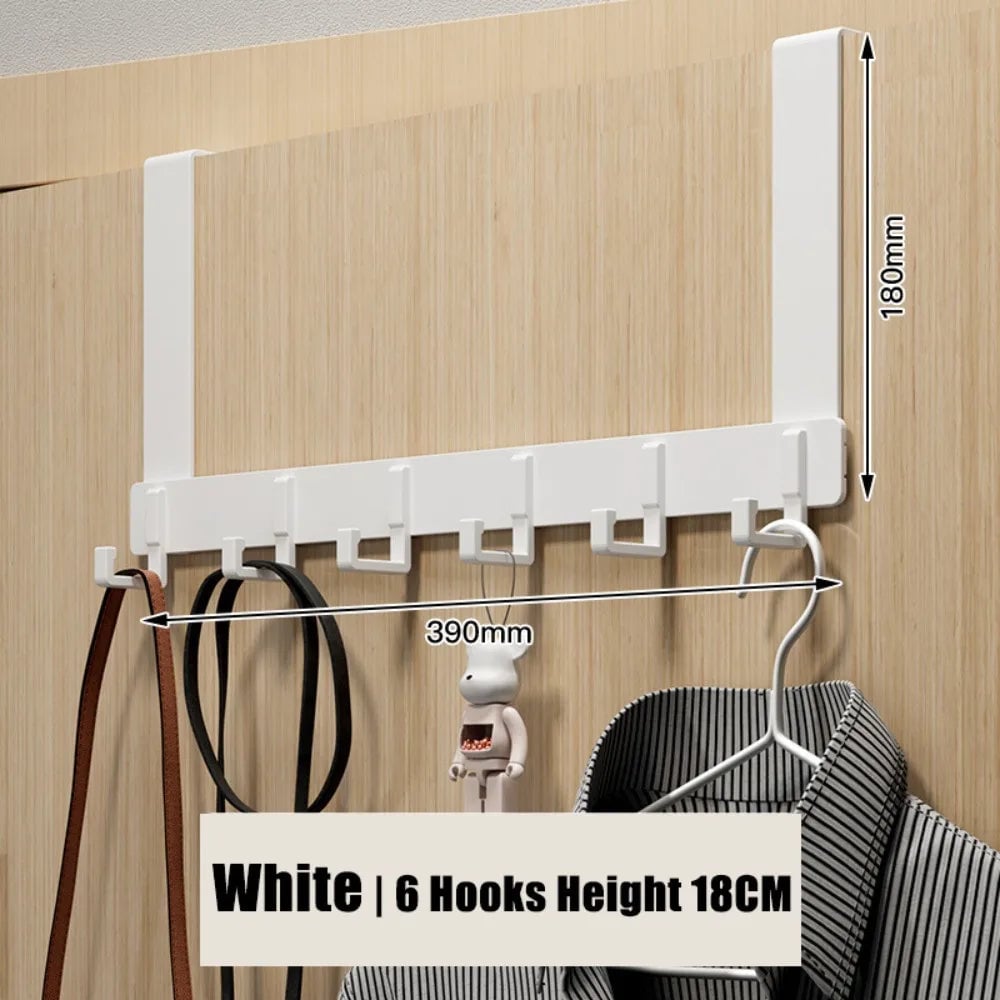 6-Hook Over Door Hanger - Multi-Purpose Clothes Coat Hat Organizer