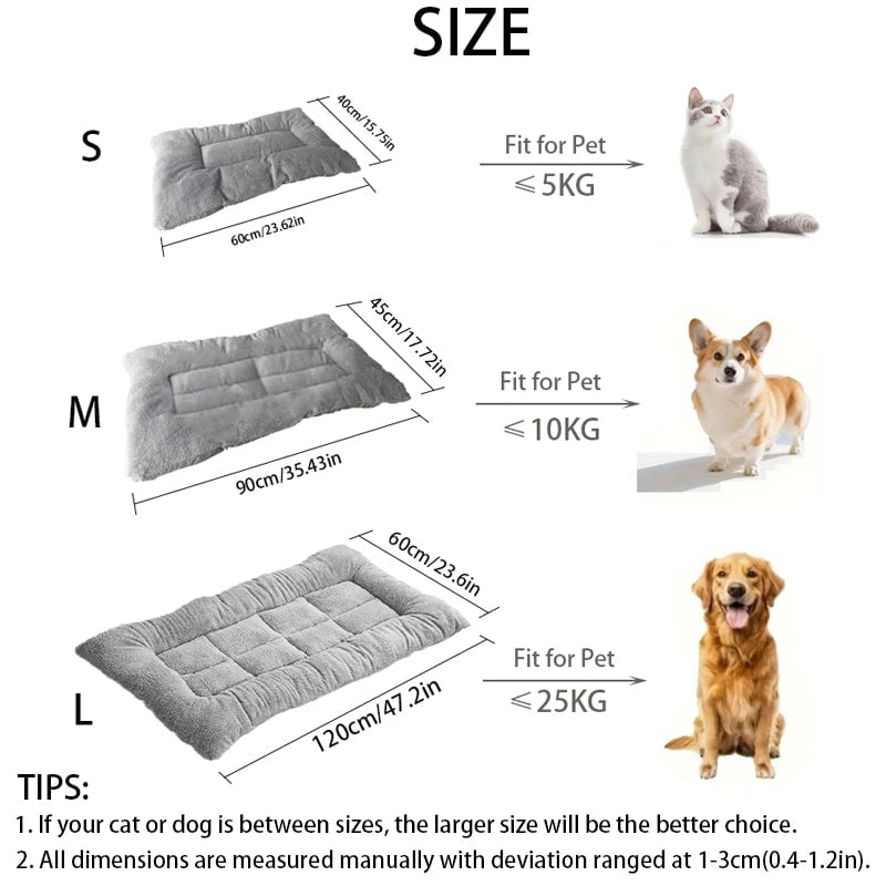 Large Plush Dog Bed - Thickened Soft Polyester Crate Mat Pet Sofa