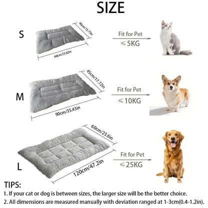 Large Plush Dog Bed - Thickened Soft Polyester Crate Mat Pet Sofa
