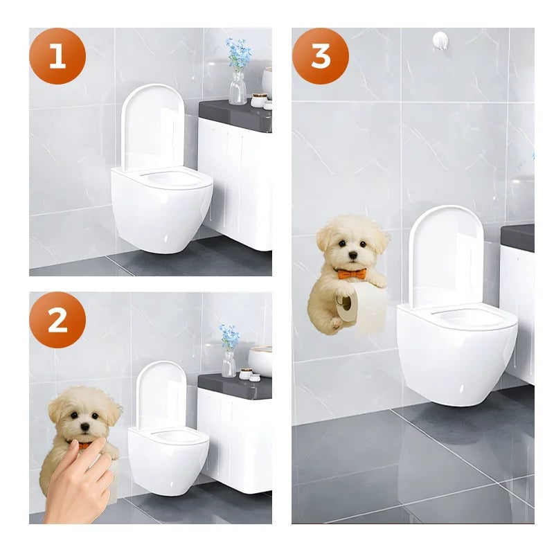 Resin Dog Tissue Holder - Toilet Paper Dispenser Bathroom Decor