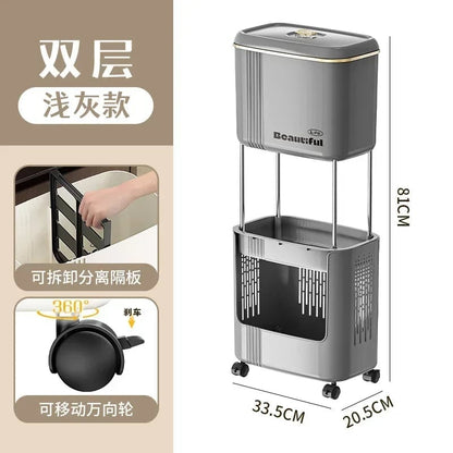 Large Capacity Kitchen Garbage Bin with Lid - Double Layer Odor Control