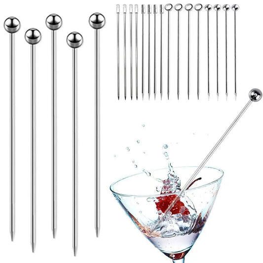 Stainless Steel Cocktail Picks - Reusable Fruit Forks Bar Tools