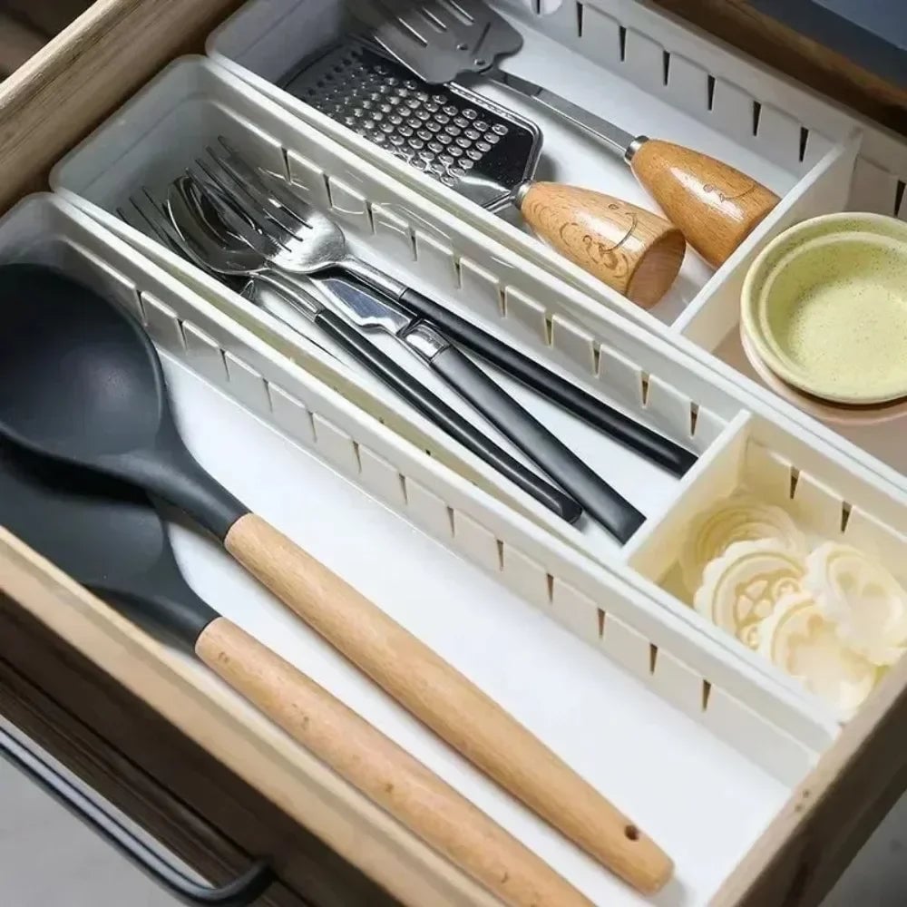 Adjustable Kitchen Drawer Organizer with Divider Cutlery Storage