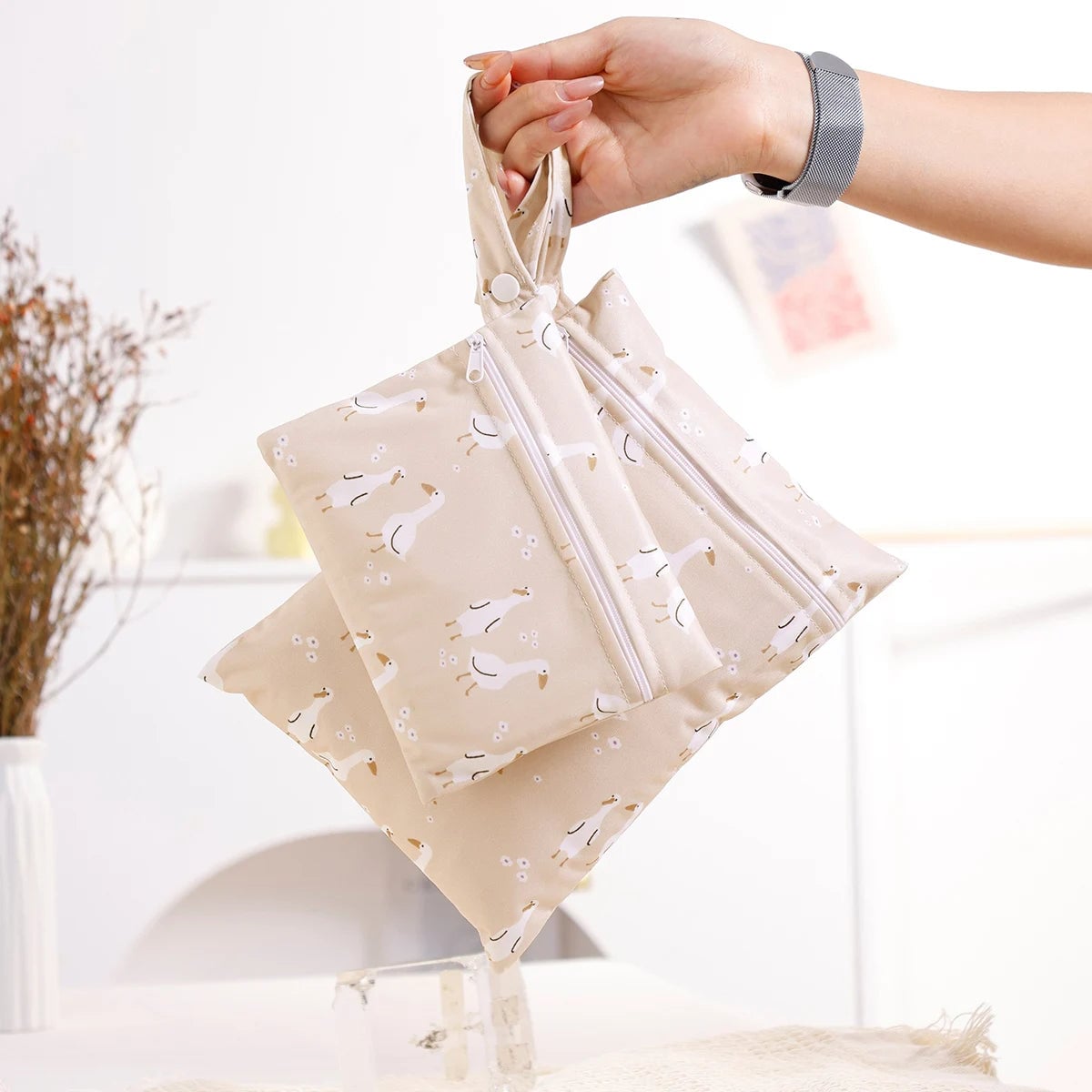 3PCS Recycled Fabric Waterproof Wet Dry Bags Portable Diaper Storage