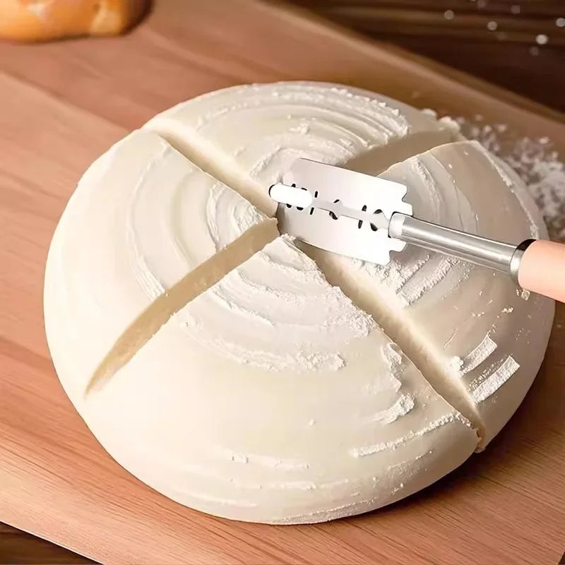 5-Blade Bread Dough Cutter Wooden Handle Baguette Pastry Knife