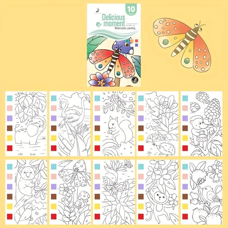 Watercolor Painting Book Set with Water Brush Pen - Self-Contained