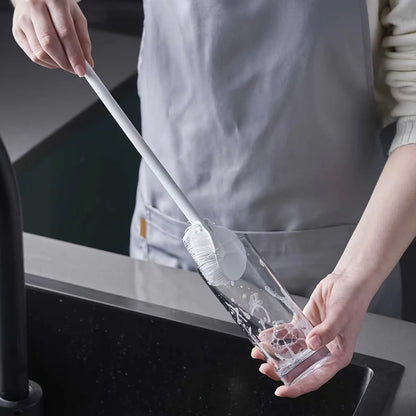 Foldable Silicone Bottle Brush 360° Long Handle Cup Scrubber