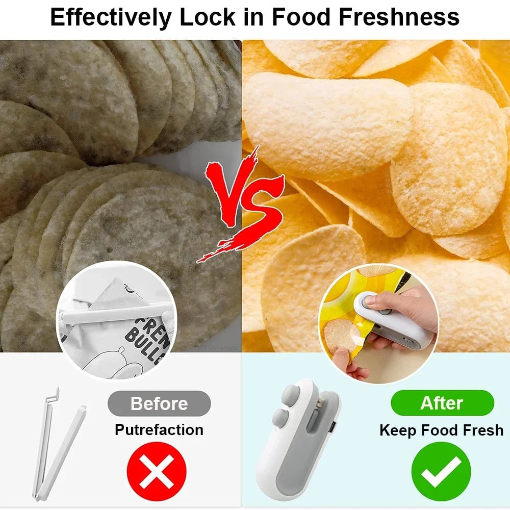 Handheld Mini Heat Sealer Machine - Portable Food Bag Sealer