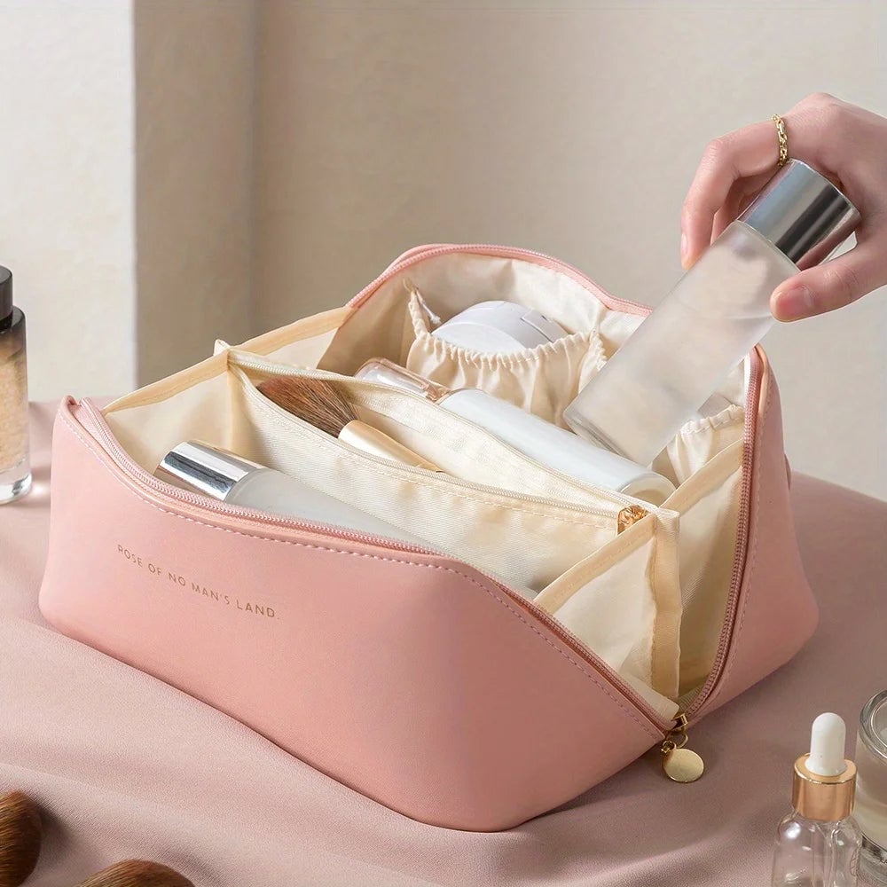 Luxury Travel Makeup Organizer Bag - Zip Cosmetic Toiletry Kit