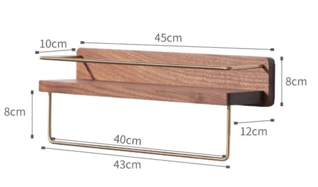 Wall Mounted Wooden Towel Rack Paper Holder Bathroom Storage Shelf