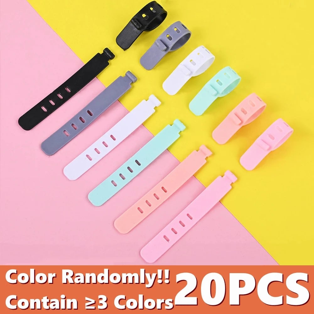 20PCS Silicone Cable Ties Reusable Wire Organizer Cord Holder Straps