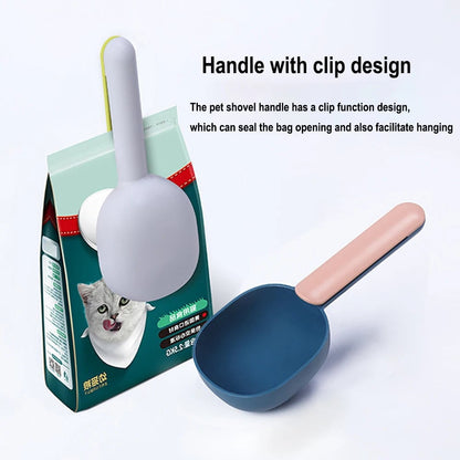 Multifunctional Pet Food Scoop with Sealing Clip & Measuring Cup