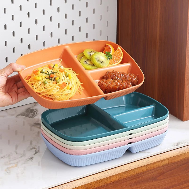 3 Compartment Portion Control Plate Microwave Safe Diet Dinnerware