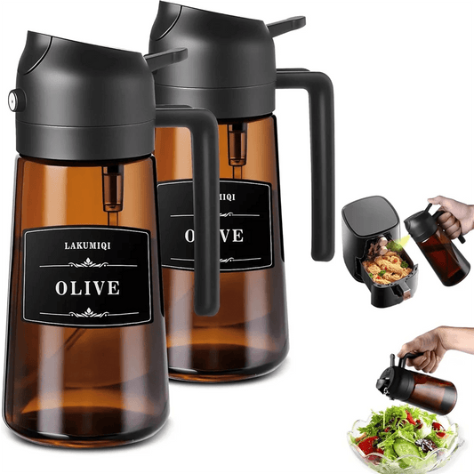 16oz Glass Oil Sprayer & Dispenser - Leakproof Olive Oil Bottle