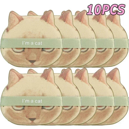 10PC Cat-Shaped Makeup Puffs - Dual-Use Foundation & Powder Blender Set