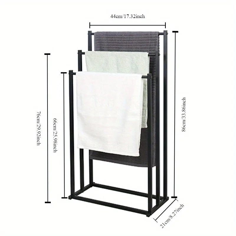 Vertical Metal Towel Rack - Non-Perforated Hanging Rod Bathroom