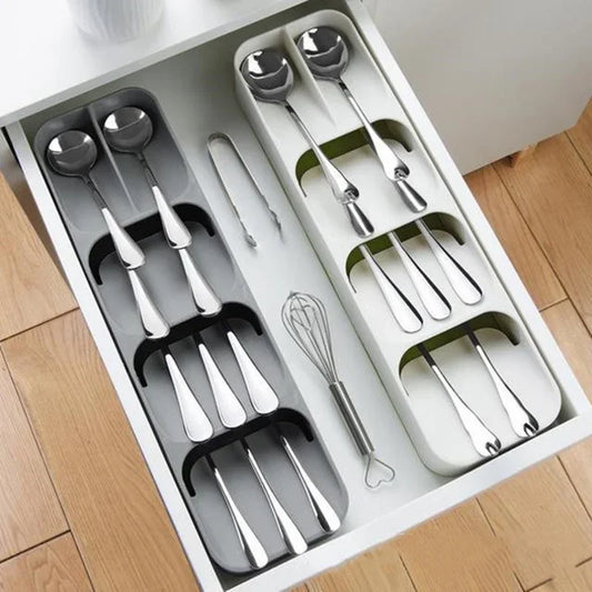 Kitchen Drawer Organizer Tray - Cutlery Storage Box Silverware
