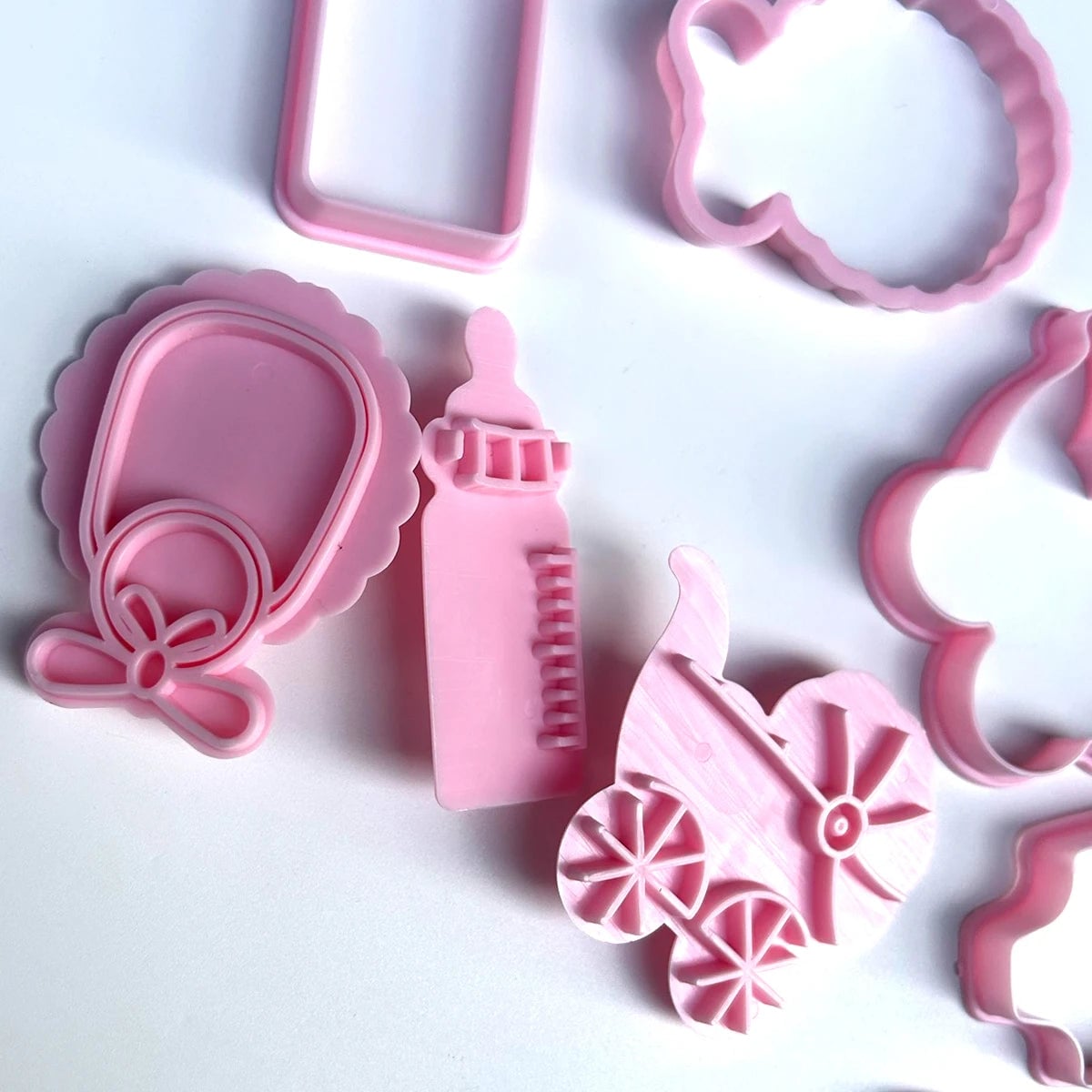 4-Piece Baby Theme Cookie Cutters - 3D Cartoon Plastic Dough Stamps