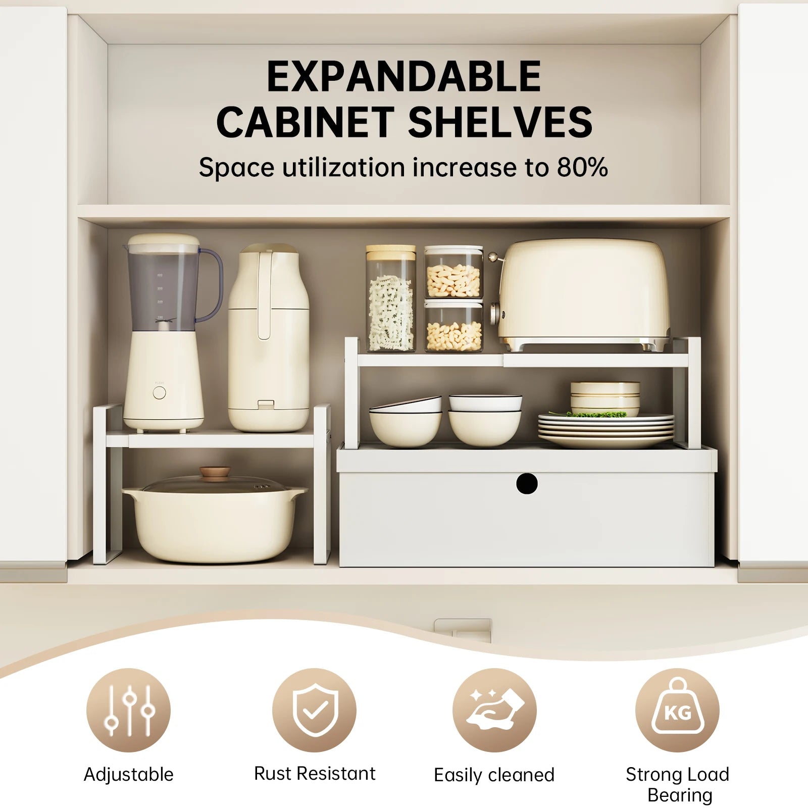Extendable Under Sink Storage Rack - Multi-Layer Cabinet Organizer