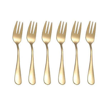 6-Piece Stainless Steel Fruit Dessert Forks Small Cutlery Set