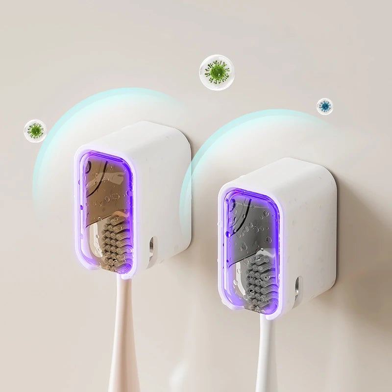 2PCS Wall Mounted Flip-Top Toothbrush Holder Dustproof Storage Rack